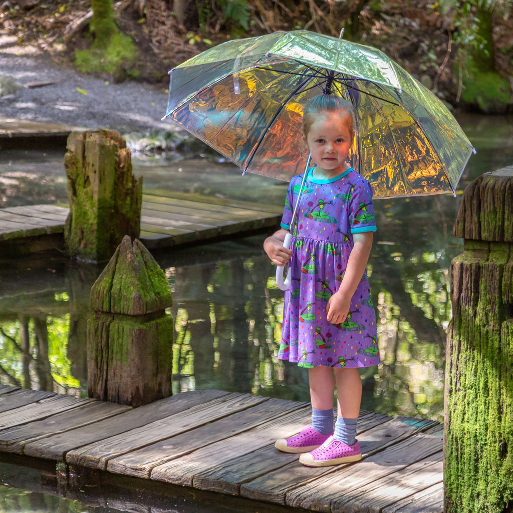 Rupert in the Rainbow Rain | Babydoll dress