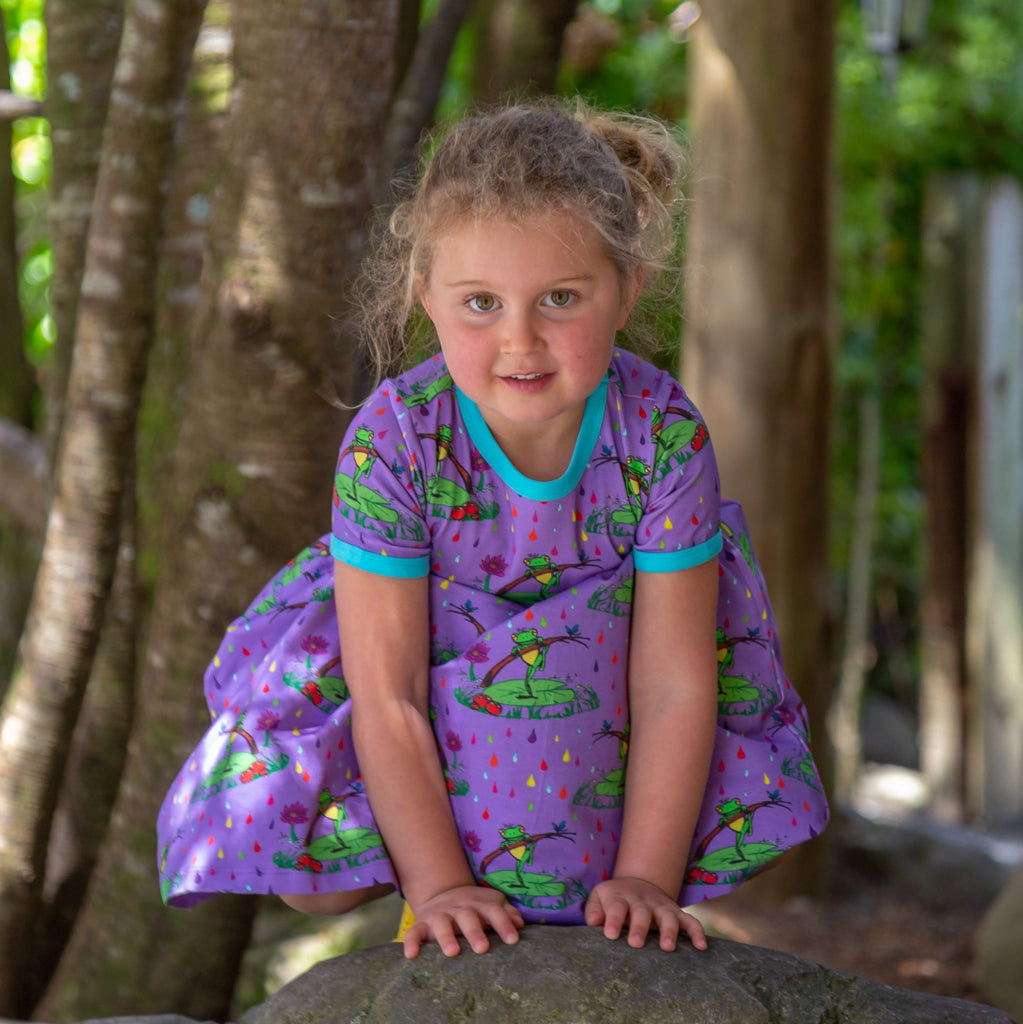 Rupert in the Rainbow Rain | Babydoll dress