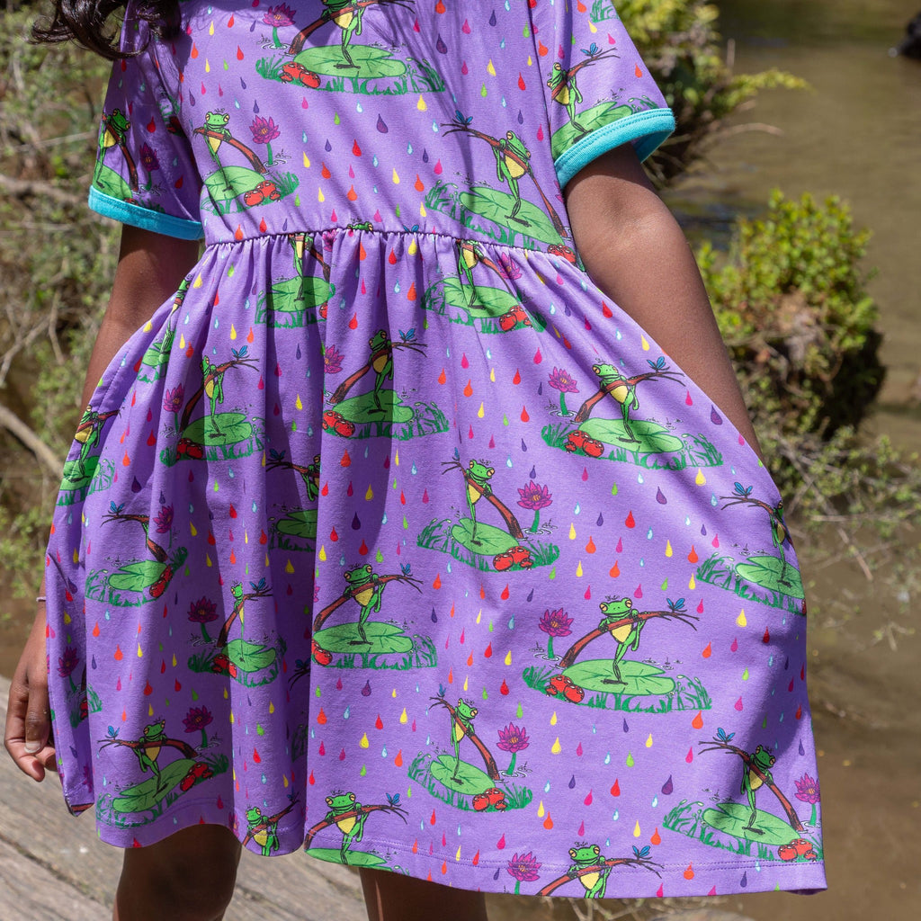 Rupert in the Rainbow Rain | Babydoll dress