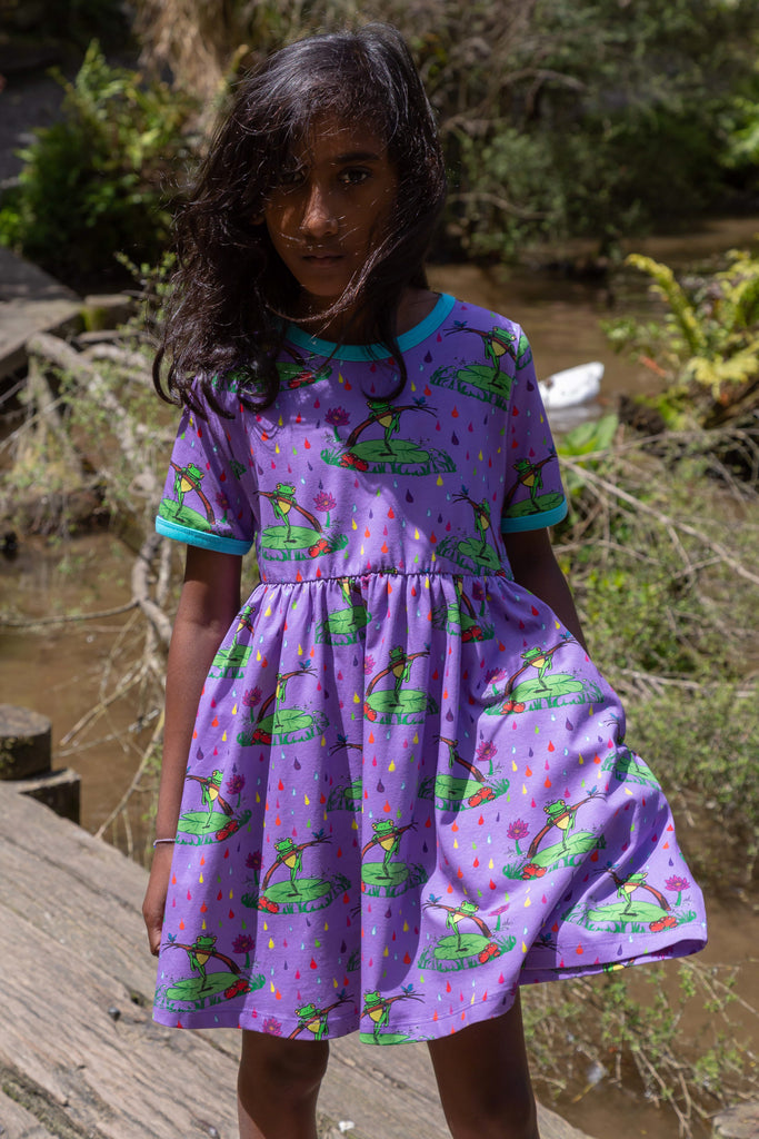 Rupert in the Rainbow Rain | Babydoll dress