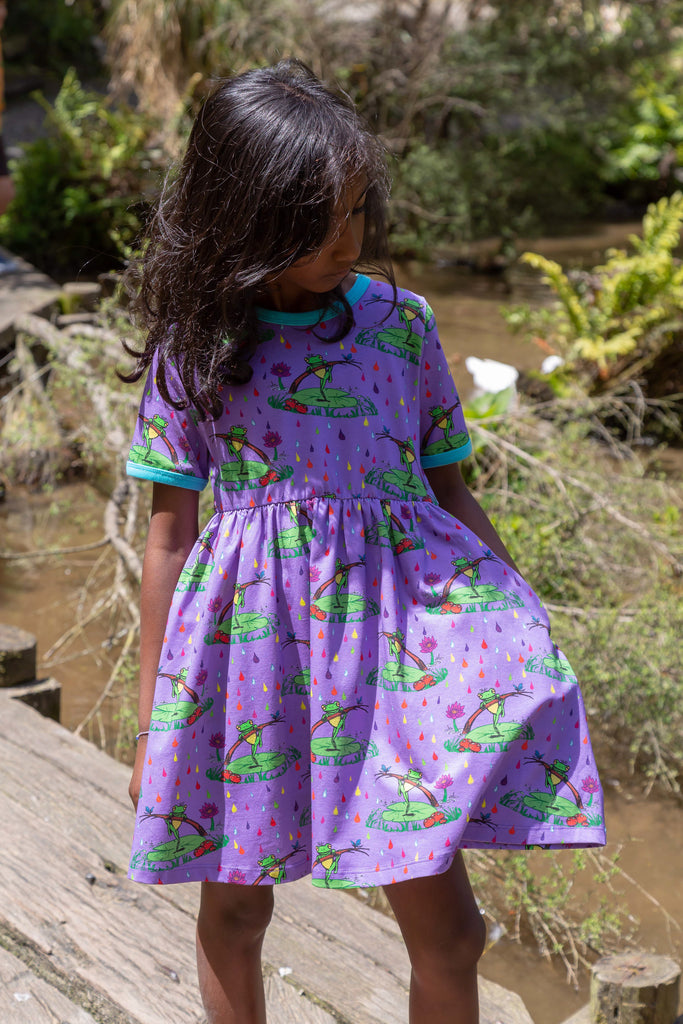 Rupert in the Rainbow Rain | Babydoll dress