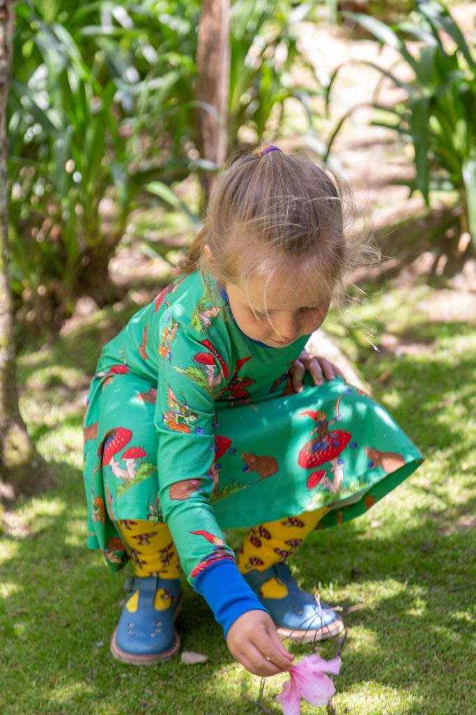 Basil the Curious Gnome | Long sleeve twirl dress