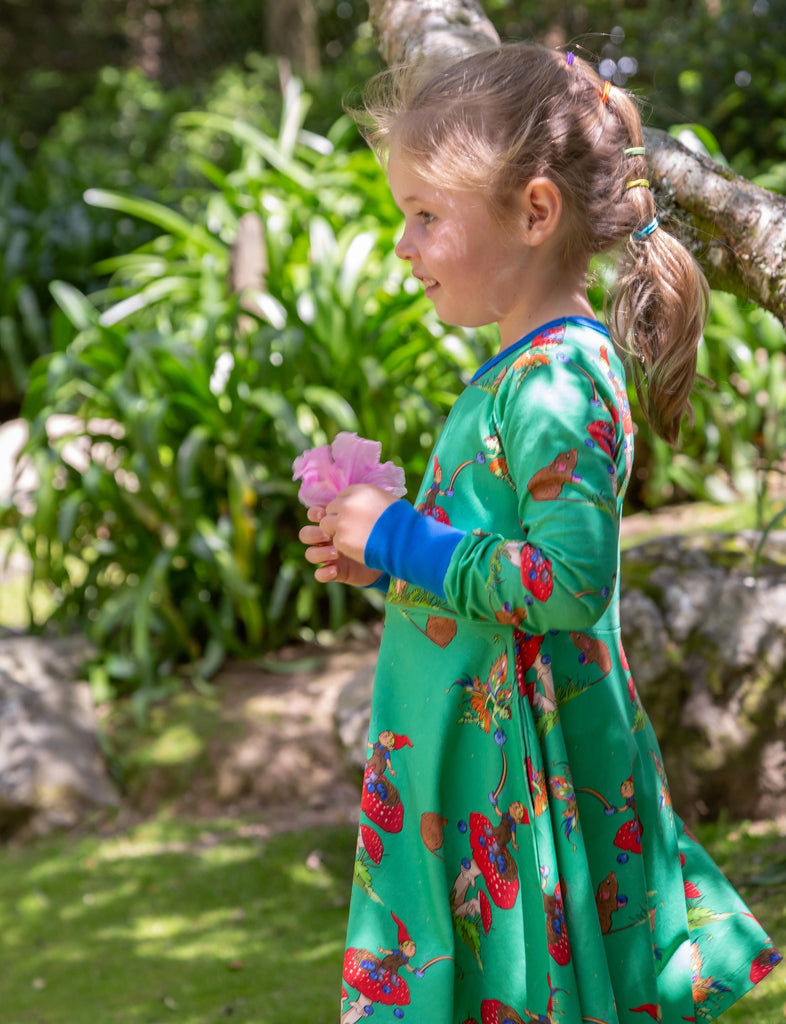 Basil the Curious Gnome | Long sleeve twirl dress