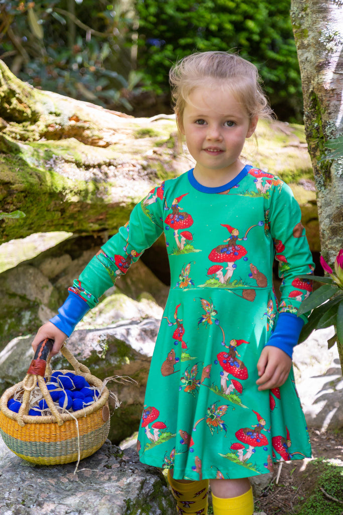 Basil the Curious Gnome | Long sleeve twirl dress