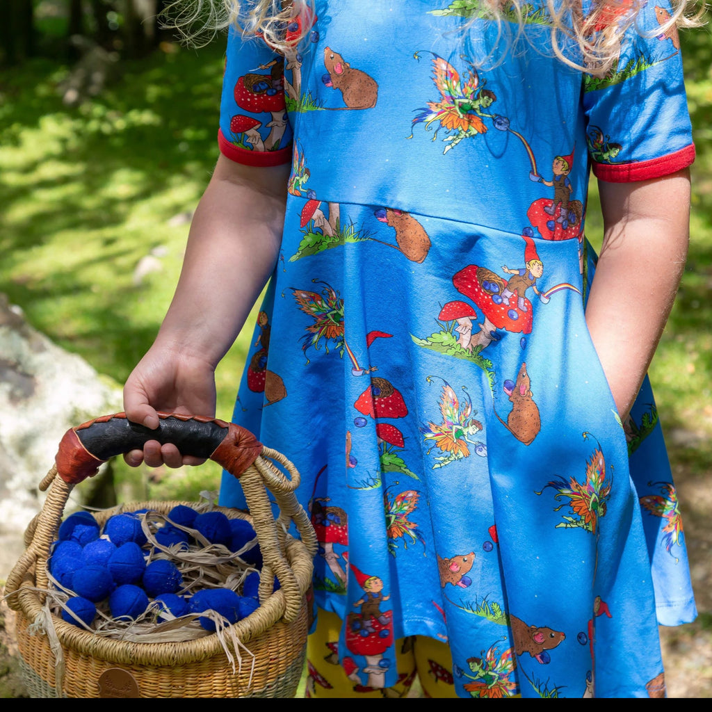 Basil the Curious Gnome | Short sleeve twirl dress