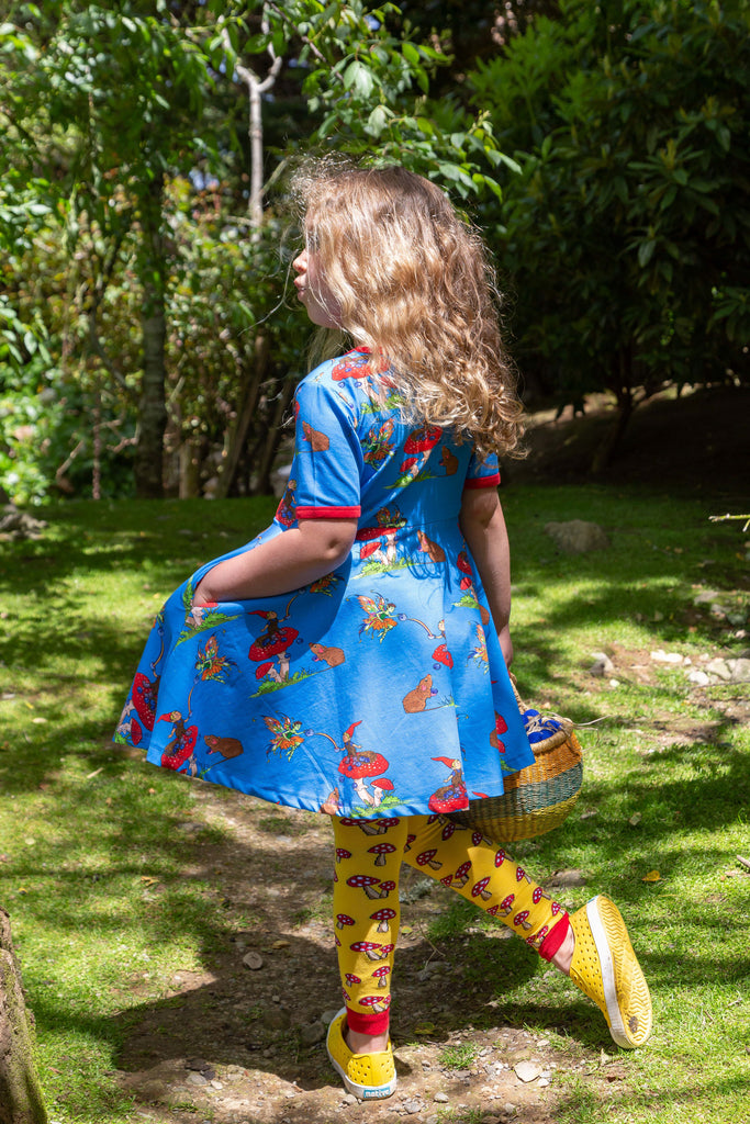 Basil the Curious Gnome | Short sleeve twirl dress
