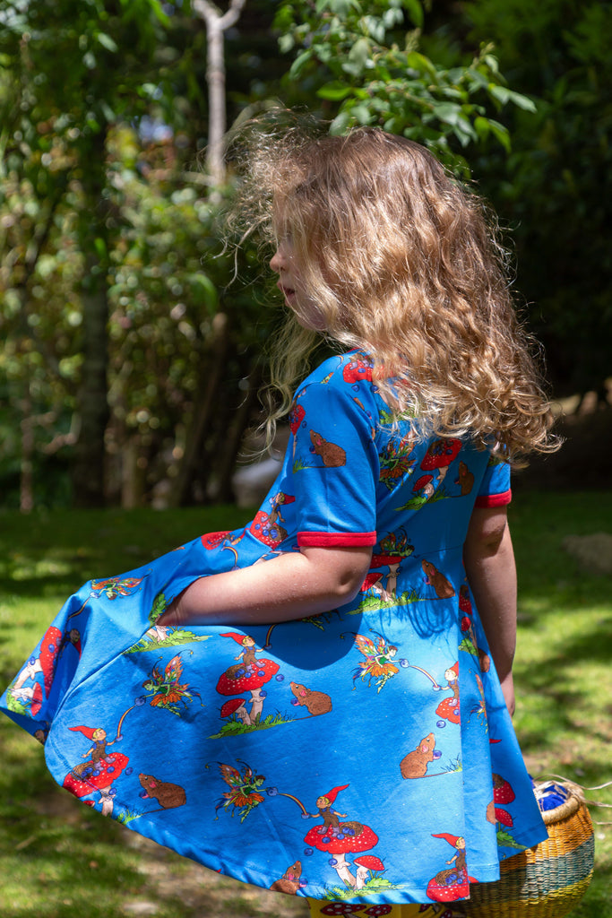 Basil the Curious Gnome | Short sleeve twirl dress