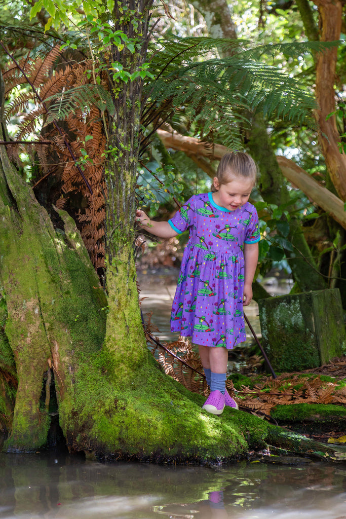 Rupert in the Rainbow Rain | Babydoll dress