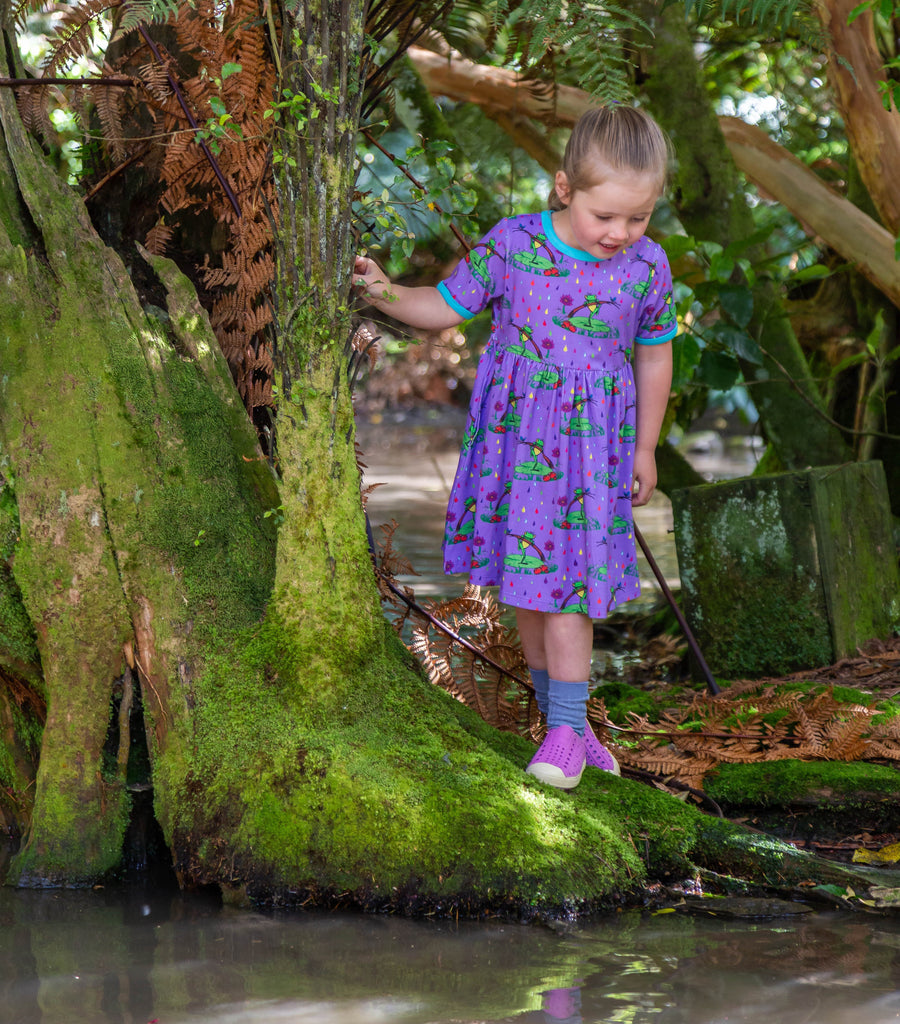 Rupert in the Rainbow Rain | Babydoll dress