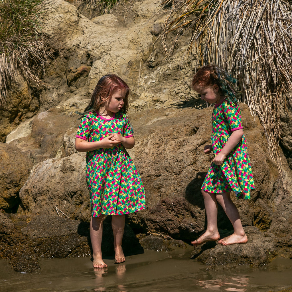 Rainbow scales - Pink Cosmos | Babydoll  dress