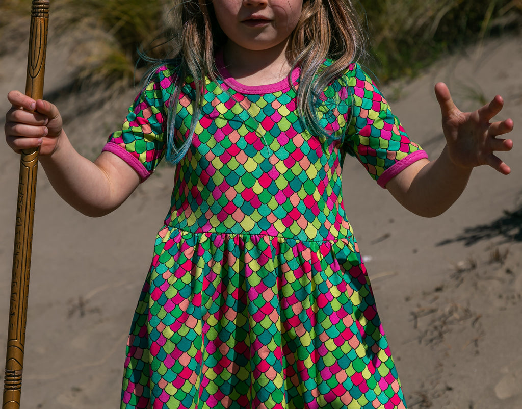 Rainbow scales - Pink Cosmos | Babydoll  dress