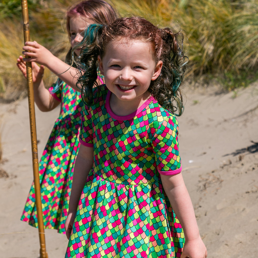 Rainbow scales - Pink Cosmos | Babydoll  dress