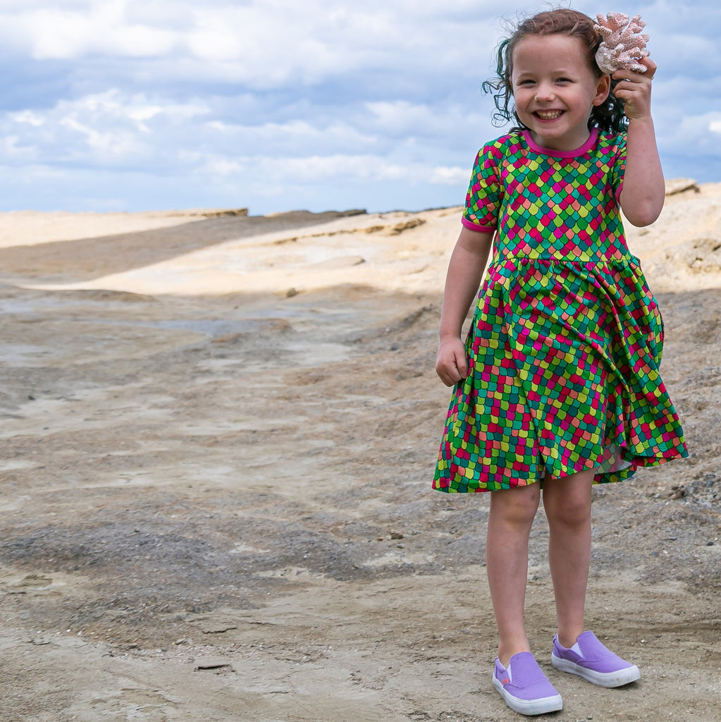 Rainbow scales - Pink Cosmos | Babydoll  dress