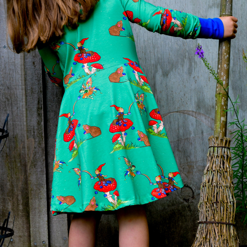 Basil the Curious Gnome | Long sleeve twirl dress