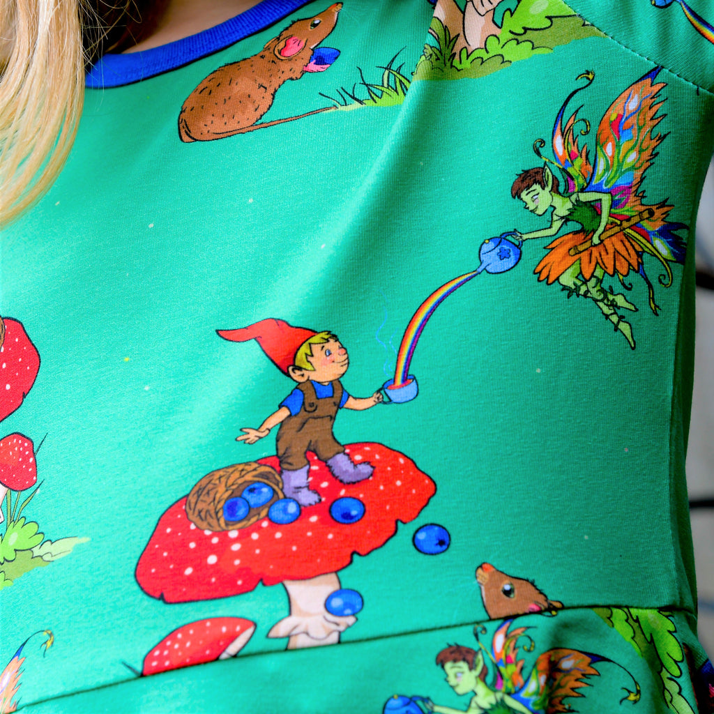 Basil the Curious Gnome | Long sleeve twirl dress