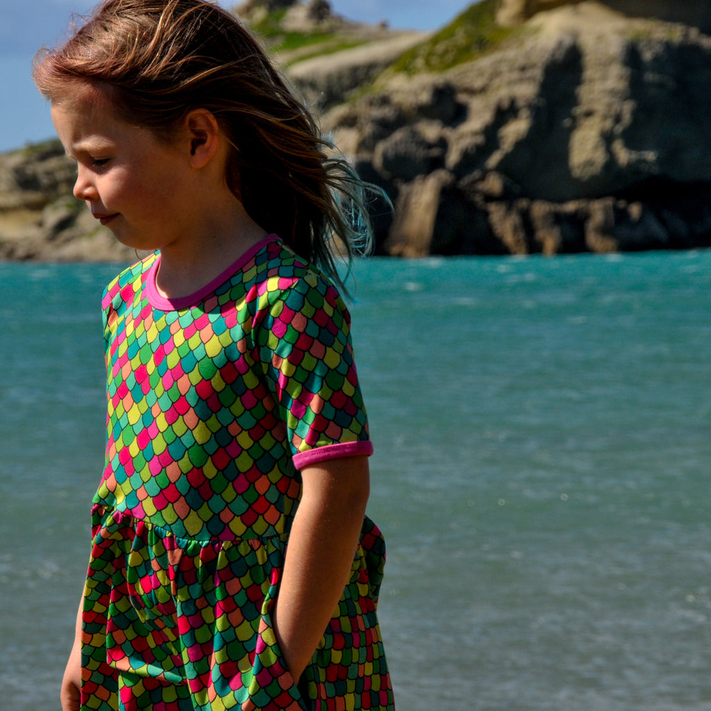 Rainbow scales - Pink Cosmos | Babydoll  dress