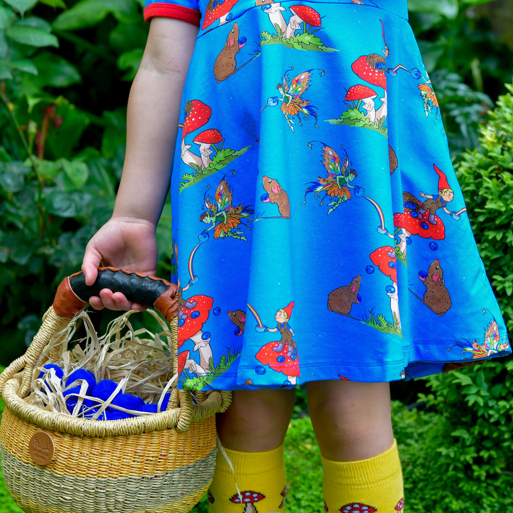 Basil the Curious Gnome | Short sleeve twirl dress