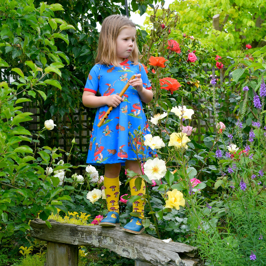 Basil the Curious Gnome | Short sleeve twirl dress