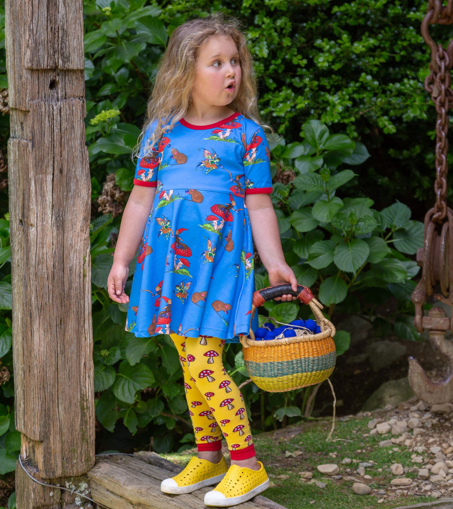 Basil the Curious Gnome | Short sleeve twirl dress