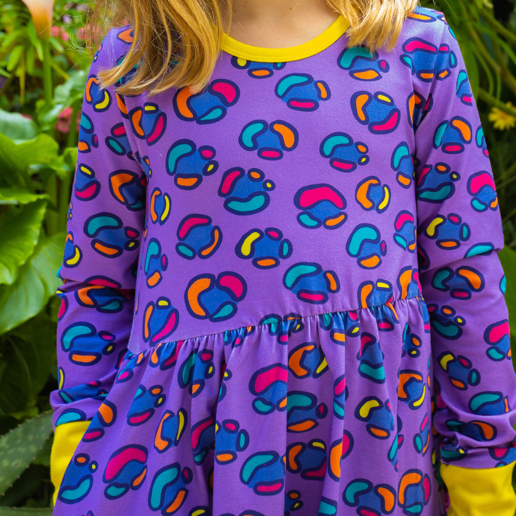 Rainbow Leopard spots | Long sleeve Babydoll dress