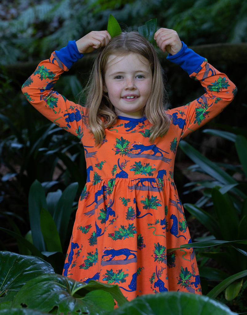 Flower Painting Panther | Babydoll dress long sleeve