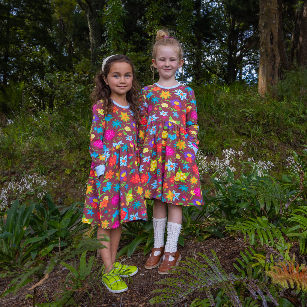 Jungle Bouquet | Babydoll dress long sleeve