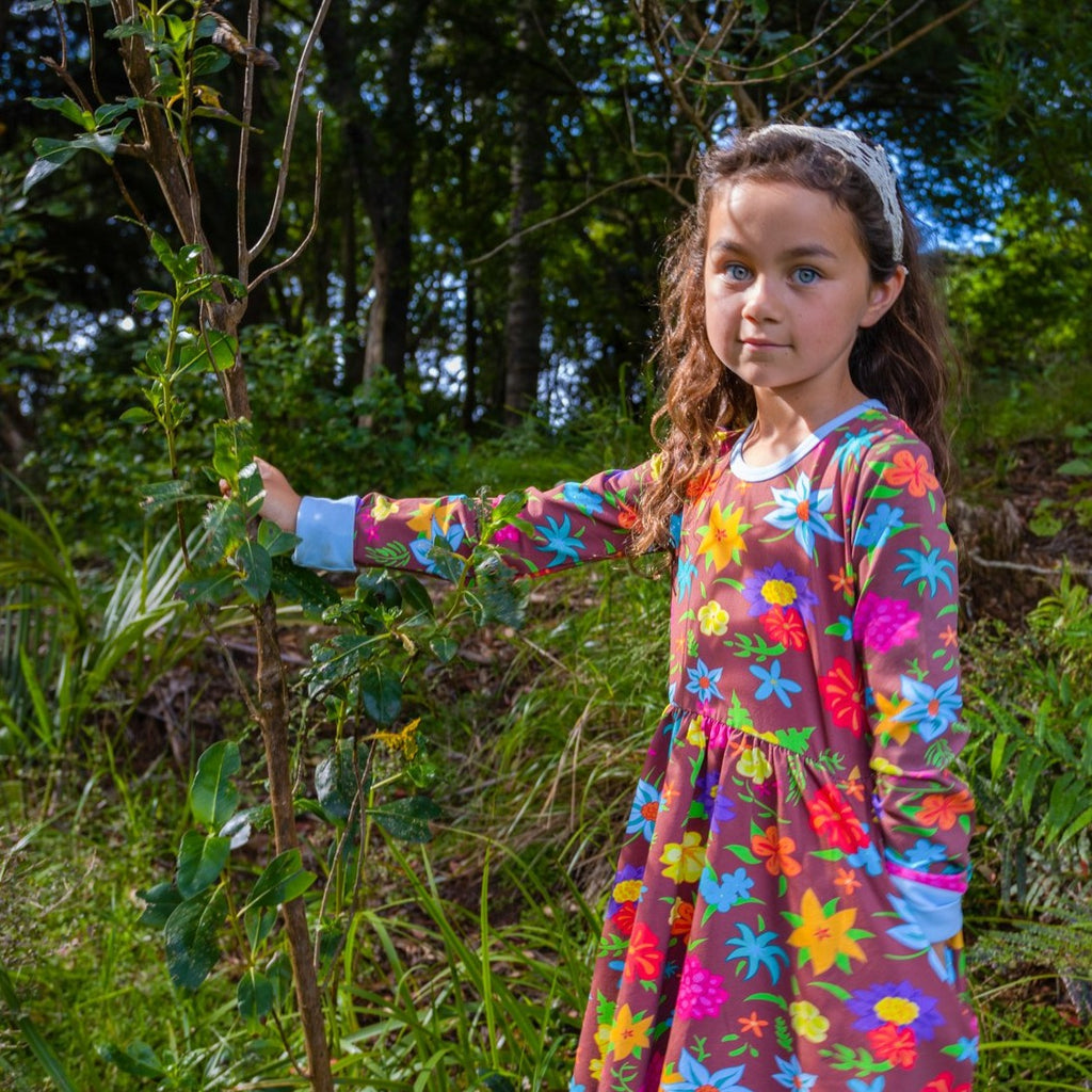 tropical flower dress for girls