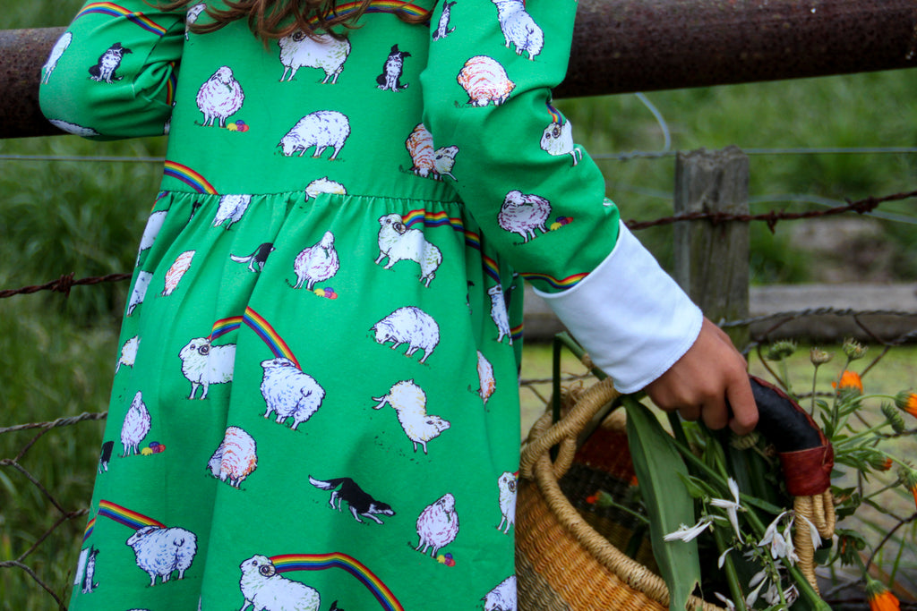 Rainbow Sheep | Babydoll dress Long Sleeve