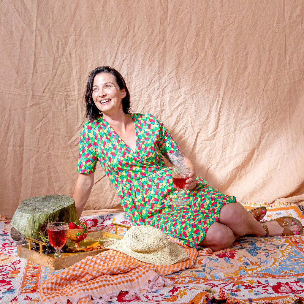 Pink Cosmos Rainbow Scales | Coco Dress
