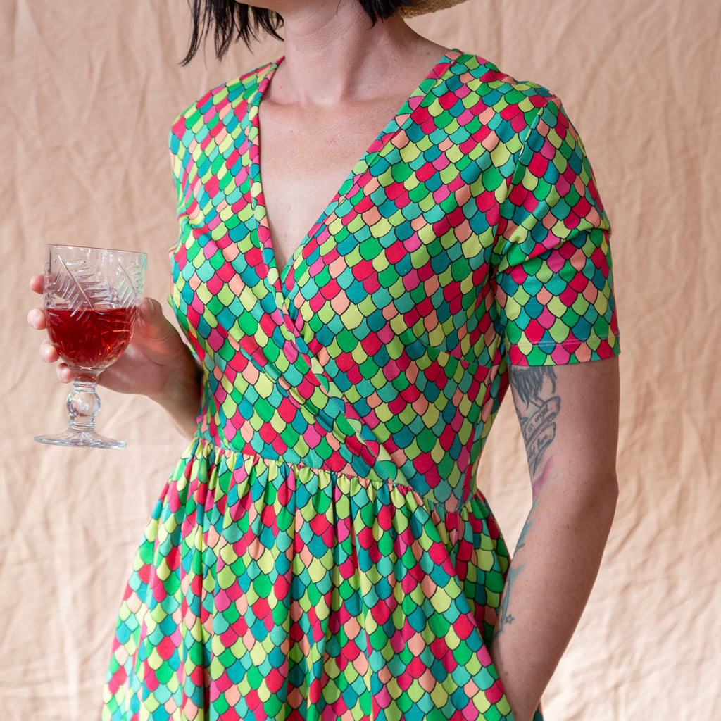 Pink Cosmos Rainbow Scales | Coco Dress