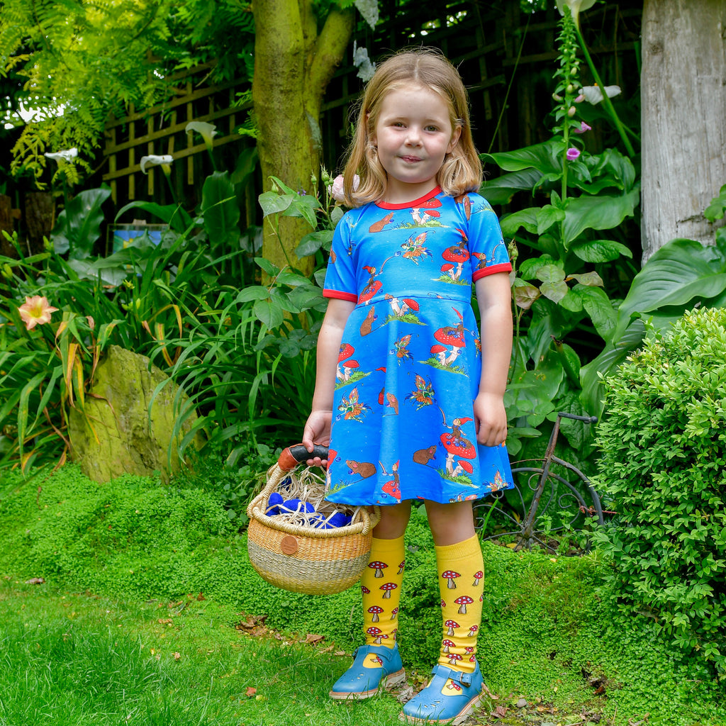 Basil the Curious Gnome | Short sleeve twirl dress